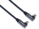 Cablu USB 3.2 Gen2x2 type C 100W unghi/unghi brodat 0.5m, ku31cj05