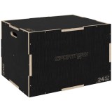 SPORTNOW Cutie de Sărituri Plyometrică 3-in-1, Cutie din Lemn Antiderapantă pentru Exerciții, 61x51x41 cm, Negru | Aosom Romania
