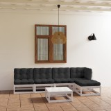 vidaXL Set mobilier de grădină cu perne, 6 piese, lemn masiv pin 3076570
