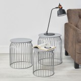 Masuta cafea Dalia set 3 buc masuri diferite gri deschis [en.casa] HausGarden Leisure