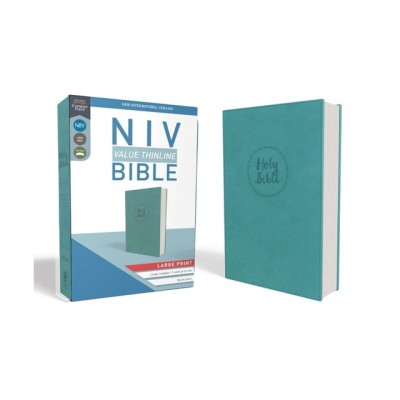 NIV, Value Thinline Bible, Large Print, Imitation Leather, Blue foto