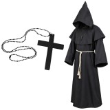 Costum de calugar pentru Halloween cu gluga, cruce si cordon Glimz