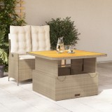 VidaXL Set mobilier de grădină, 2 piese, cu perne, bej, poliratan