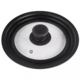 Capac pentru vase de gatit Xavax cu orificiu de abur, intre 16 si 20 cm , Negru/Transparent