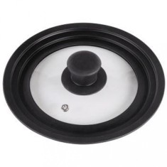 Capac pentru vase de gatit Xavax cu orificiu de abur, intre 16 si 20 cm , Negru/Transparent