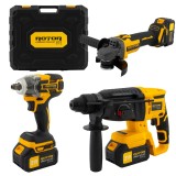 Trusa de scule 3 &icirc;n 1 ROTOR RSET3, Rotopercutor ,Polizor unghiular, Autofiletanta 21V/3Ah Innovative ReliableTools
