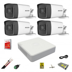 Kit supraveghere video profesional Hikvision 4 camere Full HD 1080P wide-angle 2.8mm SafetyGuard Surveillance