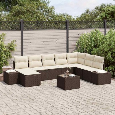 vidaXL Set de canapele pentru grădină cu pernă 9 pcs 319 x 209 x 85 cm 3347188 foto