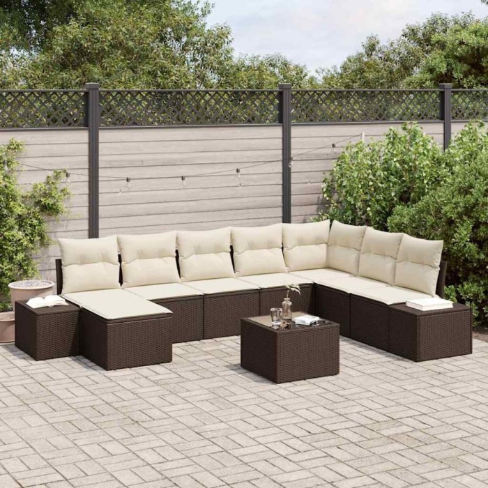 vidaXL Set de canapele pentru grădină cu pernă 9 pcs 319 x 209 x 85 cm 3347188