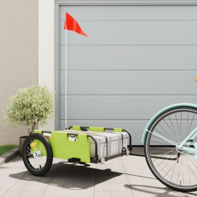 vidaXL Remorcă de bicicletă, verde, textil oxford și fier 94172 foto