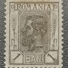 România Lp 54 Spic de grâu fără filigran 1 Ban negru nestampilat