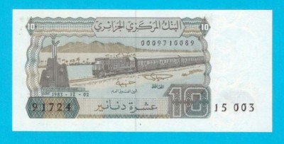 Bancnotă Algeria (pick 132) 10 Dinars 1983 UNC serie: 91724 foto