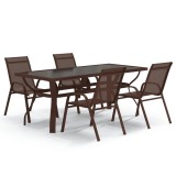Set de servit masa pentru gradina, 5 piese, maro si negru