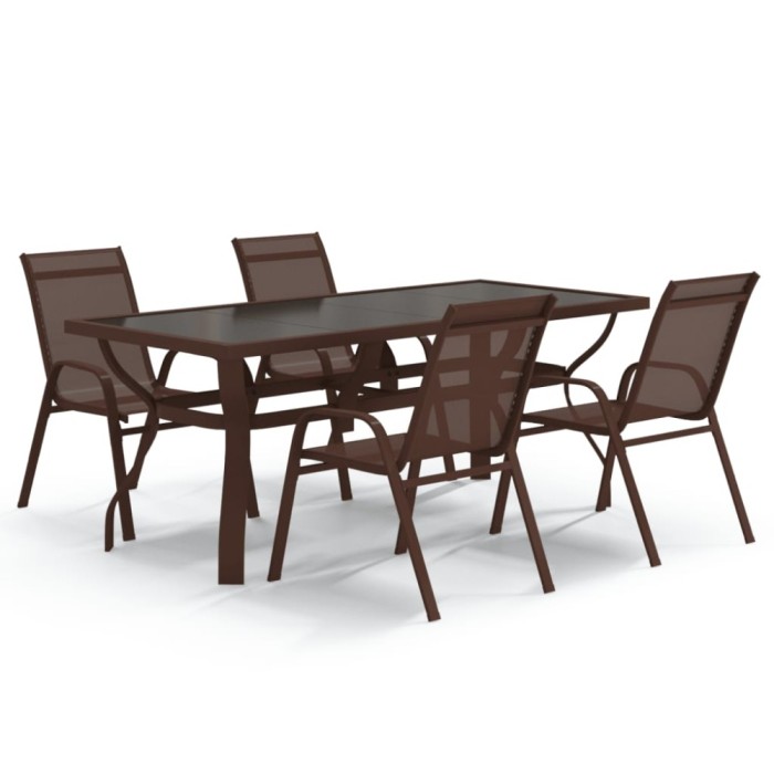 Set de servit masa pentru gradina, 5 piese, maro si negru