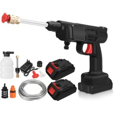 Spalator cu presiune fara fir Tovbmup, 800W, 25Bar, 6-12m jet, 2 duze, 5m furtun, 2 baterii 5000mAh