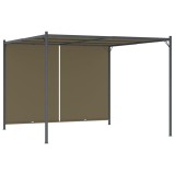 Pergola gradina vidaXL 3x3m, acoperis retractabil gri taupe, protectie soare si ploaie