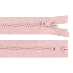 Fermoar dublu plastic detasabil Crisalida, 2 cursoare, lungime 65 cm, Roz pudrat