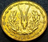 Cumpara ieftin Moneda exotica 5 FRANCI - AFRICA de VEST, anul 1974 * cod 2334 = excelenta!