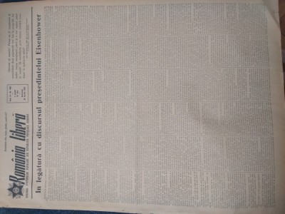 ZIAR ROMANIA LIBERA 26 APRILIE 1953 DISCURSUL PRESEDINTELUI EISENHOHOWER foto