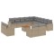 Set canapele de gradina, 14 piese, cu perne, bej, poliratan