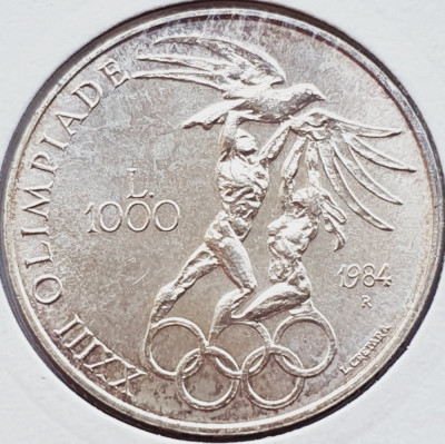 695 San Marino 1000 Lire 1984 Summer Olympics, Los Angeles km 169 argint foto