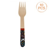 Furculițe Lemn, Game, Set 10 Bucăți, Multicolor, 16cm, Oem