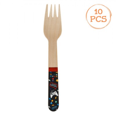 Furculițe Lemn, Game, Set 10 Bucăți, Multicolor, 16cm foto