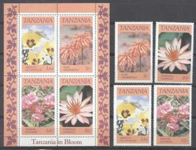 Tanzania 1986 Flowers, set+perf.sheet, MNH AJ.080 foto