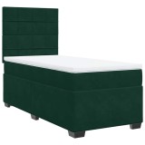 Cumpara ieftin Pat box spring cu saltea, verde inchis, 100x200 cm, catifea