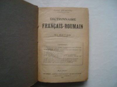 Dictionnaire francais-roumain (editia a IV-a) - Constantin Saineanu (1921) foto