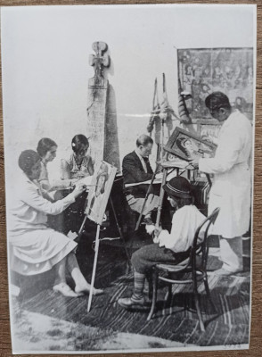 Atelier de pictura la tara, anii &amp;#039;30// reproducere de epoca foto