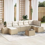 vidaXL Set de canapele pentru grădină cu pernă 8 pcs Bej Rattan poli