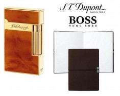 Set Bricheta S.T.Dupont Ligne 2 Atelier Brown si Note Pad Burgundy Hugo Boss foto