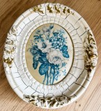 Tablou matase - decorativ / de colectie - Flori albastre