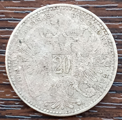 (A1079) MONEDA DIN ARGINT AUSTRIA - 20 KREUZER 1868, FRANZ JOSEPH foto