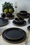 Keramika Set de vesela - Mat Siyah Gold Fileli Stackable - 20 bucăți - 4 - Stoneware
