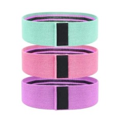 Set 3 benzi elastice pentru fitness, cu 3 niveluri de rezistenta, confectionate din material textil