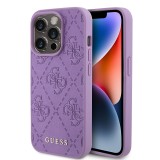 Husa iPhone 15 Pro Guess Leather 4G Stamped, mov, GUHCP15LP4EPMU