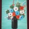 TABLOU PE PANZA CU SASIU NOU 30X40 CM VAS CU FLORI PRET DOAR 10 LEI