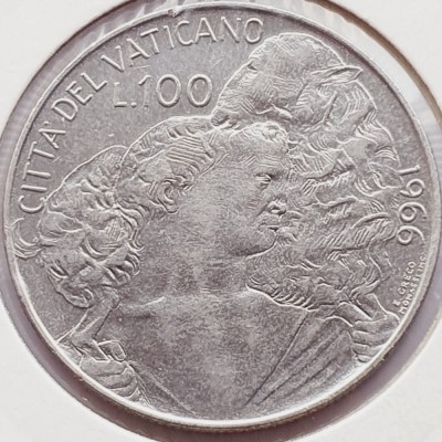 3110 Vatican 100 Lire 1966 Pavlvs VI km 90 foto