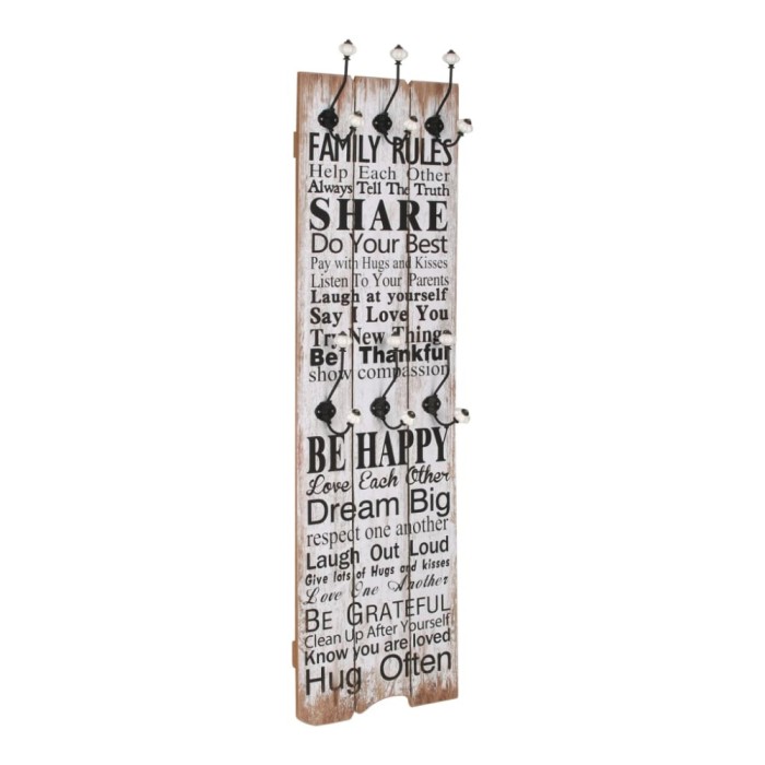 vidaXL Cuier de perete cu 6 c&acirc;rlige, 120 x 40 cm, FAMILY RULES