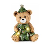 Figurina Ursulet Craciun polirasina multicolora cu leduri II cm 10,5 x 9 x 14 H