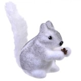 Figurină Decorativă Crăciun, Veveriță, Alb Gri, 16 cm, Spumă, Oem