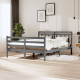 VidaXL Cadru de pat, gri, 140x200 cm, lemn masiv