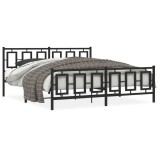 Cumpara ieftin Cadru pat metalic cu tablii de cap/picioare, negru, 183x213 cm