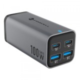 Incarcator Statie Forcell F-ENERGY GaN III VT-51, 100W, 5A, 2 x USB-A - 2 x USB-C, Gri, Universal