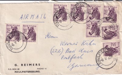 FILATELIE TEMATICA - PLIC AFRICA DE SUD TEMATICA FAUNA ZEBRA AIRMAIL foto
