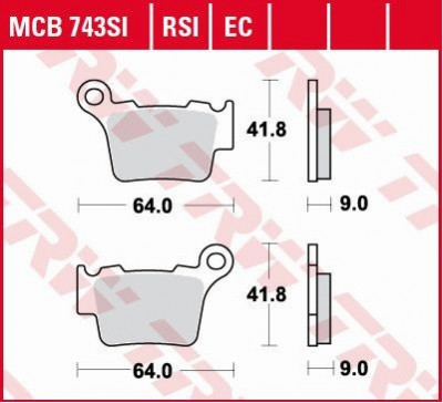 Set placute frana TRW MCB743SI &amp;ndash; Husqvarna CR &amp;ndash; WR &amp;ndash; TE 125-610cc &amp;ndash; KTM EXC &amp;ndash; SX 125-530cc foto