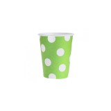 Set 6 pahare petrecere din carton cu buline 260 ml-Culoare Verde