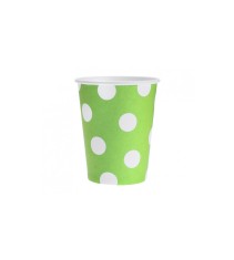 Set 6 pahare petrecere din carton cu buline 260 ml-Culoare Verde